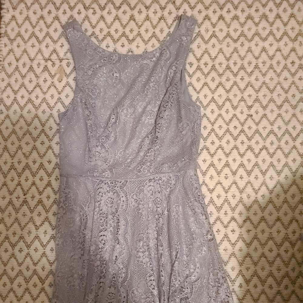 Sparkly Greyish Violet fit and flare Formal Dress